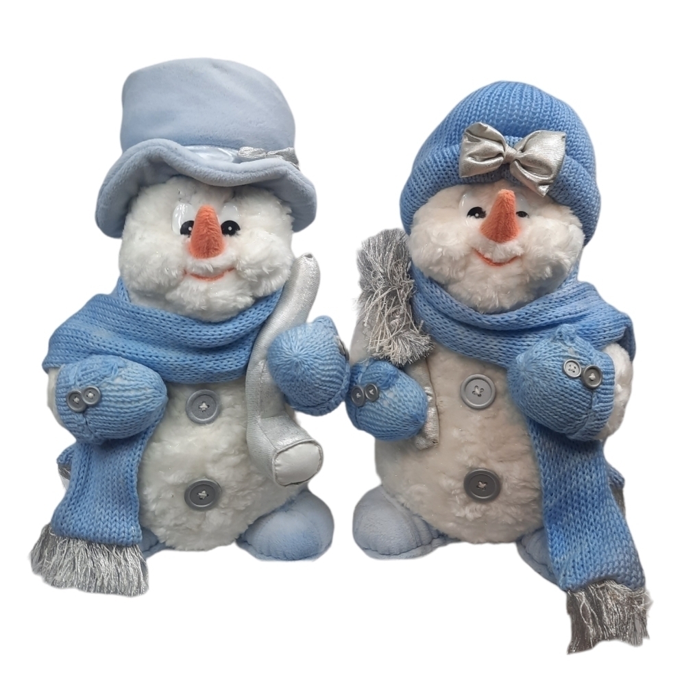 Vintage Snow Buddies Pair 90's Christmas Decorations Plush 18‎ inch Set of 2